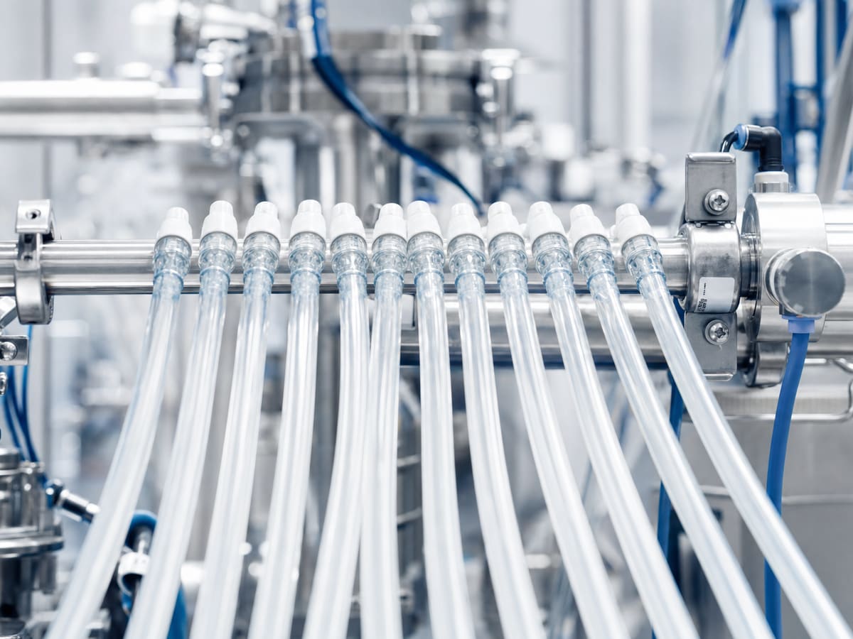 Single-use process tubing in ordered parallels on a stainless manifold